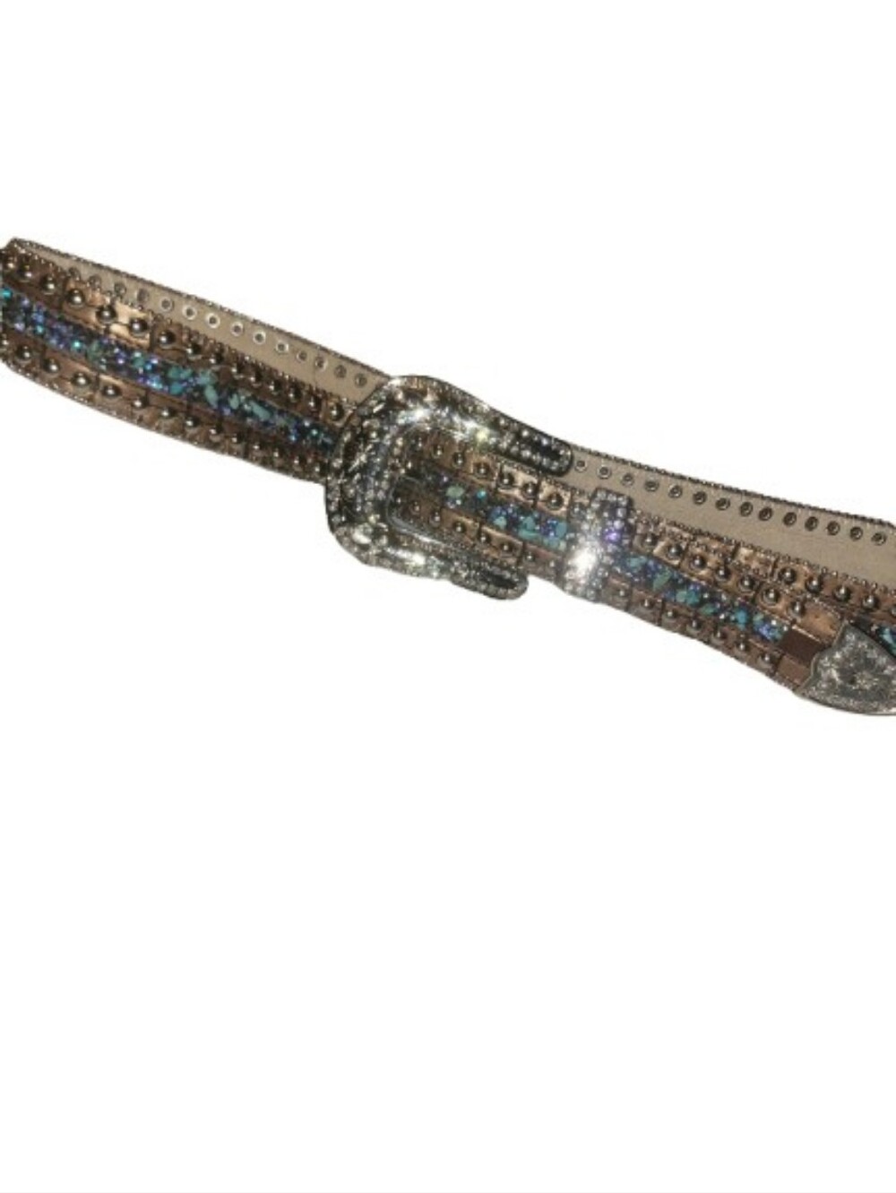 Embellished Rhinestone Turquoise Western Belt - Picture 3 of 6